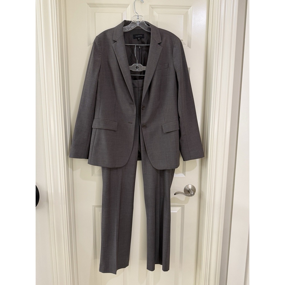 talbots women 87% wool 2- piece pants suits size 10